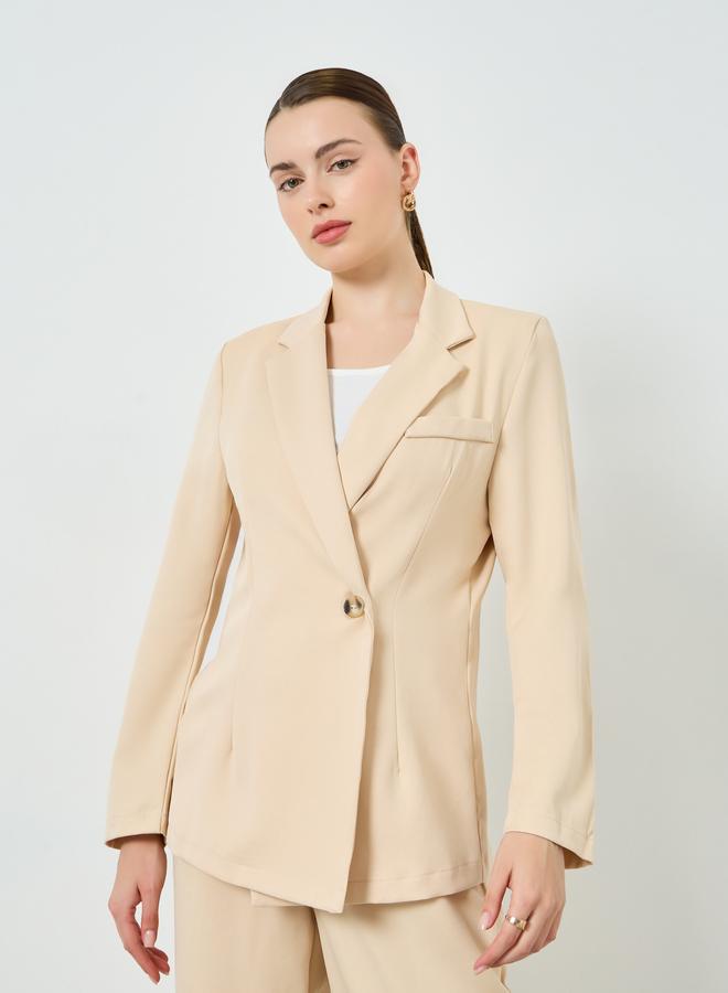 Styli Women Beige Blazer and Wide Leg Pants Co-Ords - Image 1